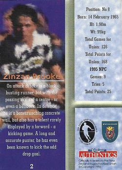 1996 Card Crazy Authentics NPC Rugby Union Superstars #2 Zinzan Brooke Back